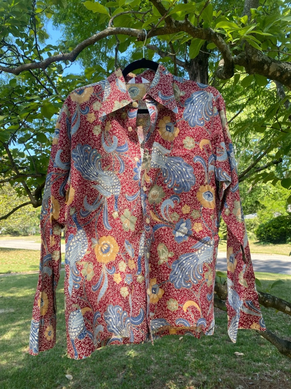 Vintage-Style Red Floral Paisley Men's Dress Shirt